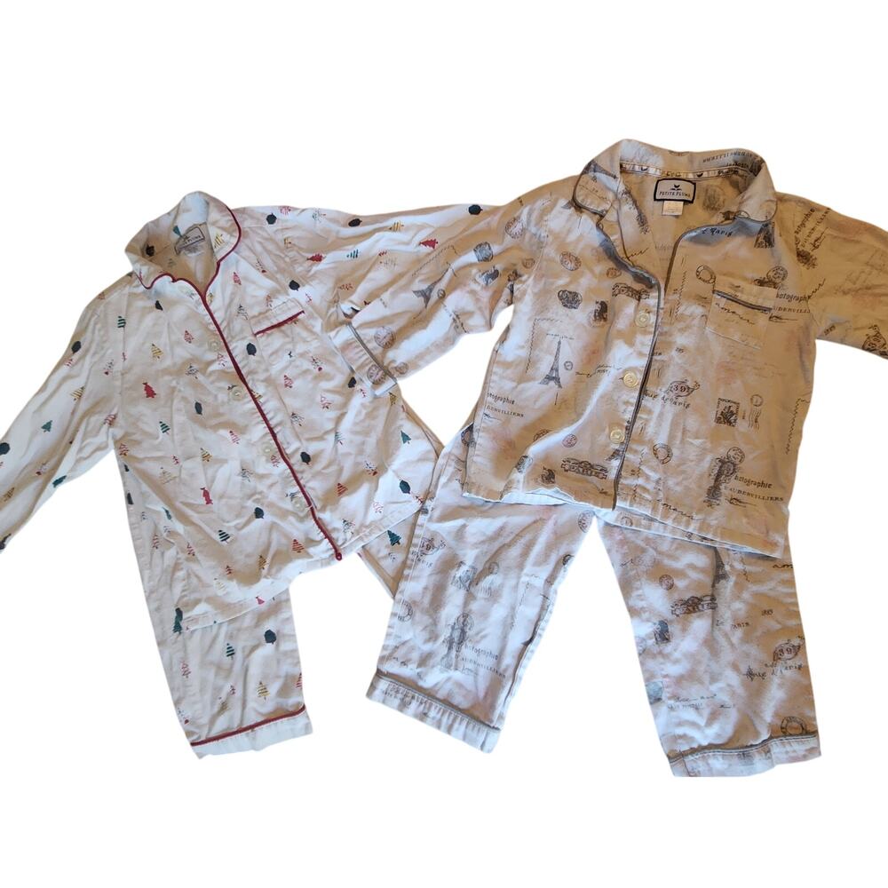 Petite Plume Girls Pajamas size 4 / 5 Bundle White Toddler
